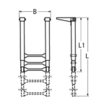 Escalera de baño telescópica para montar en plataforma.