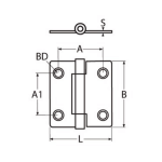 bisagra inox A4 316 L70xB75 mm