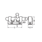 pestillo cierre L45-76mm inox. 316 a4
