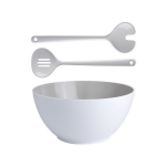 Marine Business Ensaladera moderna de melamina con cubiertos de servicio Beige 3 pc.