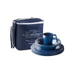 Vajilla melamina azul Pack 24 piezas + cesta para barco Harmony