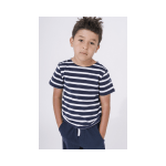 Camiseta Marsellesa de rayas niña/o, marino-blanco manga corta
