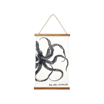 Lámina de tela y madera para colgar. Pulpo