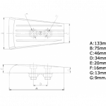 Zineti Anodo Placa para Stern Drive Volvo 133 mm