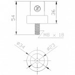 Zineti Anodo para Enfriador de Motor Yanmar 36 mm