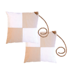 Set de 2 cojines impermeables de cuadros Beige-blanco con lazo