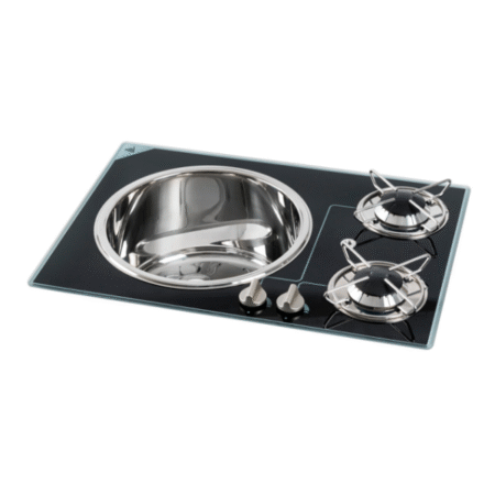 Cocina de 2 Fuegos con Fregadero Inox