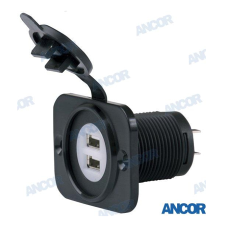 Base 12VDC 2 USB Cargador 5V 2.1A C/Luz