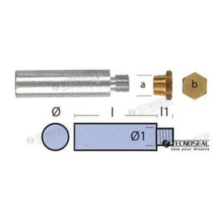 MF-TEN01317T - ANODO MOTOR YANMAR COMPLETO L 50MM