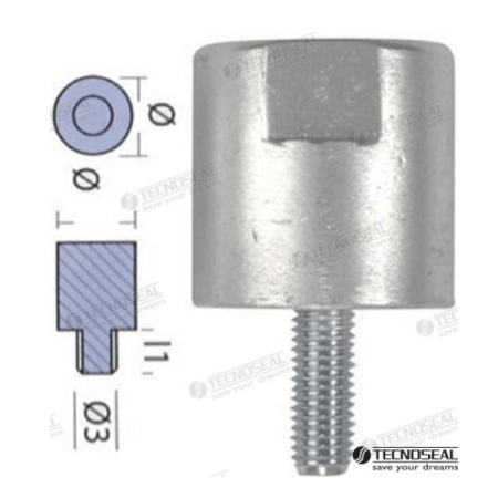 MF-TEN01310 - ANODO YANMAR BARRA MOTOR ZINC Ø 40MM