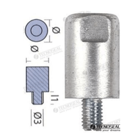 MF-TEN01313 - ANODO YANMAR BARRA MOTOR ZINC Ø 20MM