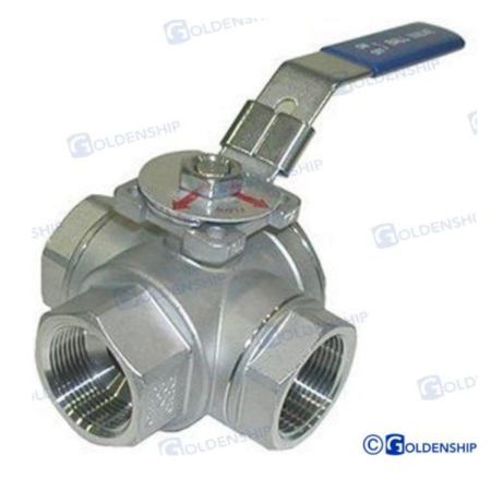 Válvula 3 Vías  Inox  1-1/2"