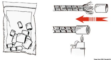 Terminales termorretráctiles de plástico blanco para líneas.