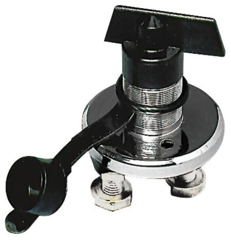 Interruptor de batería con cuerpo de acero inoxidable.