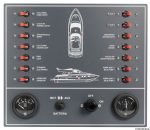 Cuadro de control eléctrico con 14 interruptores.