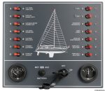 Cuadro de control eléctrico con 14 interruptores.