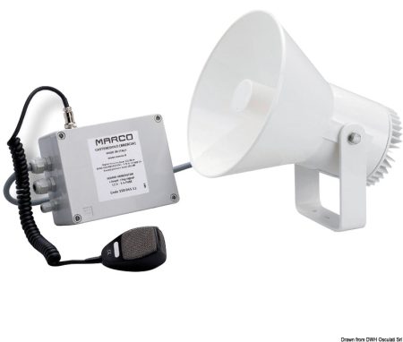 Bocina electrónica MARCO con amplificador, apta para embarcaciones de 12 a 20 metros 24v
