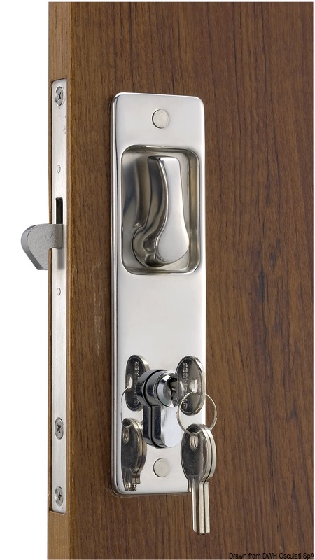 Para puertas correderas con tirador incorporado. Llave externa Yale, cerradura interna