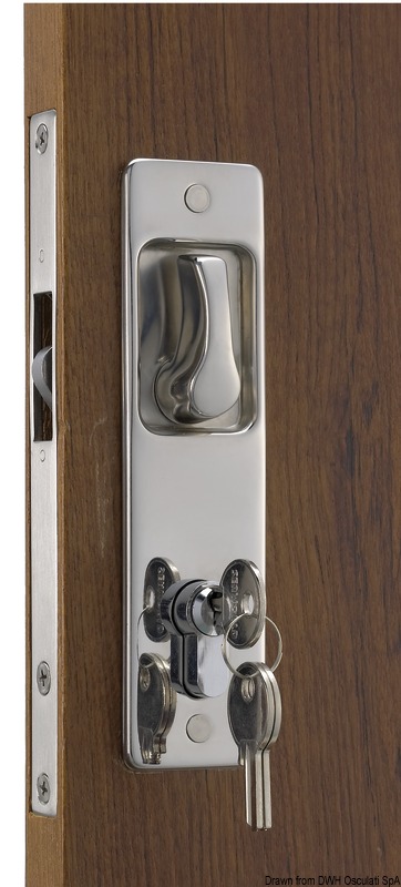 Para puertas correderas con tirador incorporado. Llave externa Yale, cerradura interna