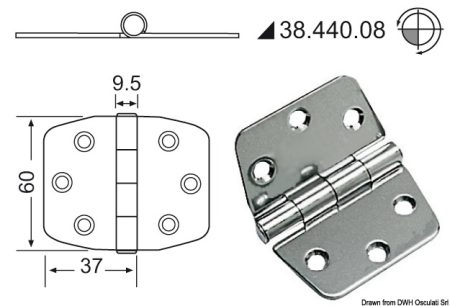 Bisagras de 2 mm de espesor.