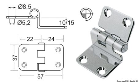 Bisagras salientes de 2 mm