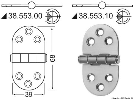 Bisagras de 2 mm de espesor.