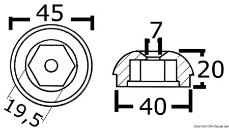 Ánodos de repuesto para hélices de proa/popa Side-Power (Sleipner)