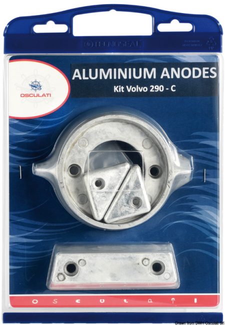 Kit de ánodos para motores Volvo, intercambiables con los originales.