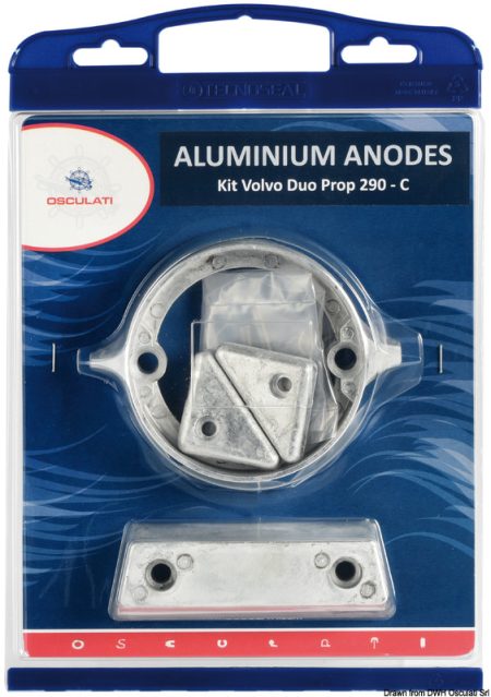 Kit de ánodos para motores Volvo, intercambiables con los originales.