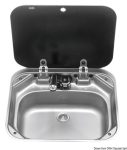 Fregadero SMEV de acero inoxidable con tapa de vidrio templado ahumado