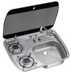 Placa de cocción SMEV/DOMETIC de acero inoxidable con tapa de cristal templado ahumado