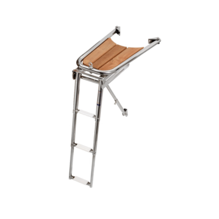 Plataforma de Proa Teca y Acero Inoxidable con Escalera 3 Peldaños