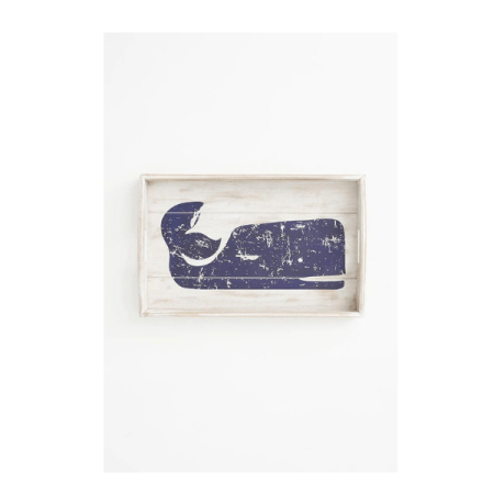 Bandeja Ballena Azul rectangular en madera
