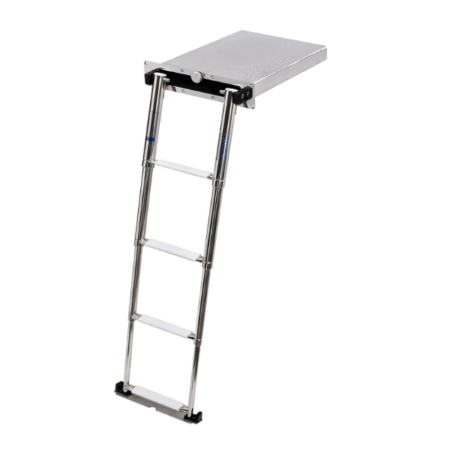 Douglas Marine Escalera Plegable con Caja Acero Inoxidable Cierre Manual