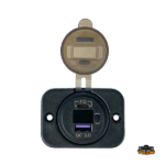 toma de corriente doble usb y voltímetro