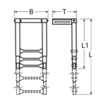 Escalera de baño telescópica para montaje bajo plataforma.