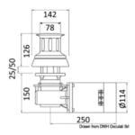 ● Cuerpo de acero inoxidable AISI316. Motor estanco IP55. Se recomienda para barcos de hasta 17 metros  Ref	Motor	Absorción de Corriente	Máxima Absorción	Carga de Trabajo	Línea de Velocidad m/min	Peso Kg  	V	W	 	 	 	 	  02.412.11	12	1000	115A	420 kg	140 kg	23	12.5 02.412.12	24	1000	60A	420 kg	140 kg	23	12.5