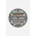 Reloj de pared marinero de madera con peces