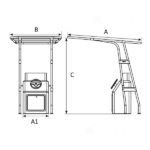 Toldo T-Top 2000×1400 mm Negro con tela Negra