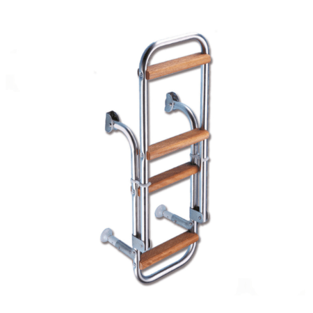 Escalera de acero inoxidable AISI 316 con peldaños de madera