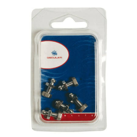 Blister 5 unidades Tornillo botón macho Loxx Inox + tuerca