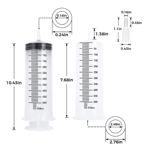 Jeringa Dispensadora Extracción/Aspiración Extra Grande 500 ml Jeringa Dispensadora Extracción/Aspiración Extra Grande 500 ml